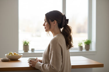 Leather Square Scrunchie in Ox Brown | One Size