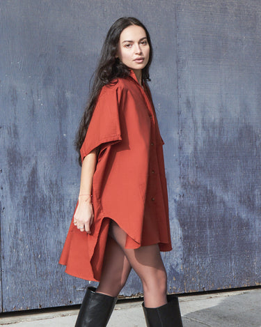 Cotton Smock Blouse in Rust | Oversized | One Size