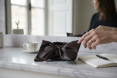 Leather Square Scrunchie in Ox Brown | One Size